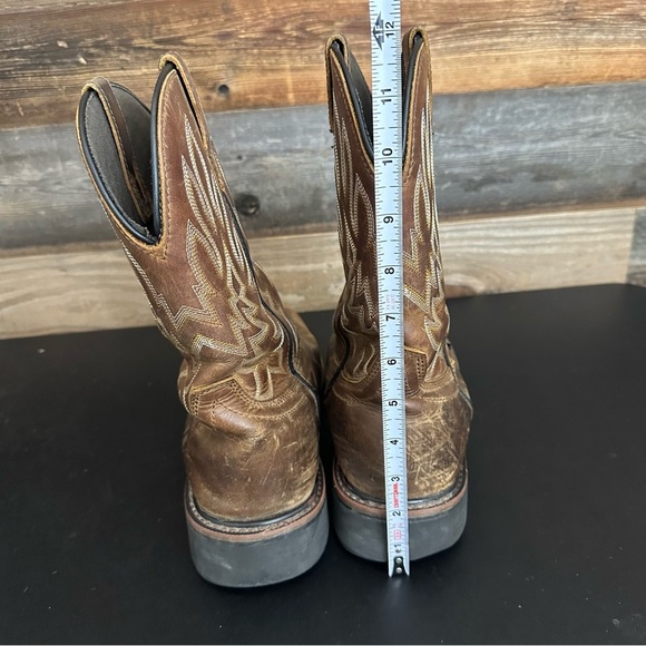 WOLVERINE Mens Brown Leather Rancher Square Toe 9 EW Wellington Steel Toe Boots - Picture 4 of 13